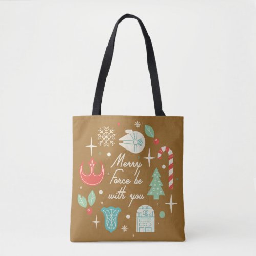 Retro Merry Force Be With You Graphic Tote Bag