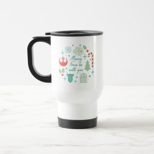 Retro Merry Force Be With You Graphic Travel Mug