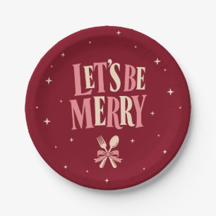 Retro Merry Holiday Party Paper Plates