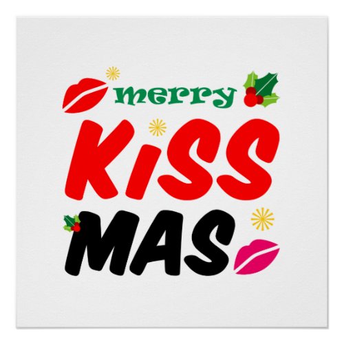 Retro Merry Kissmas Holiday Poster