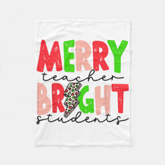 Retro Merry Teacher Bright Students Fun Christmas Fleece Blanket