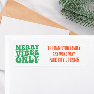 Retro Merry Vibes Holiday Return Address Label