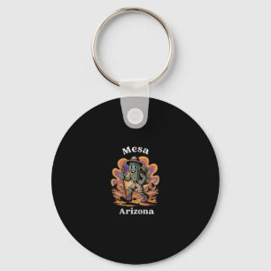 Retro Mesa Arizona Hiking Trail Adventure Cactus P Keychain