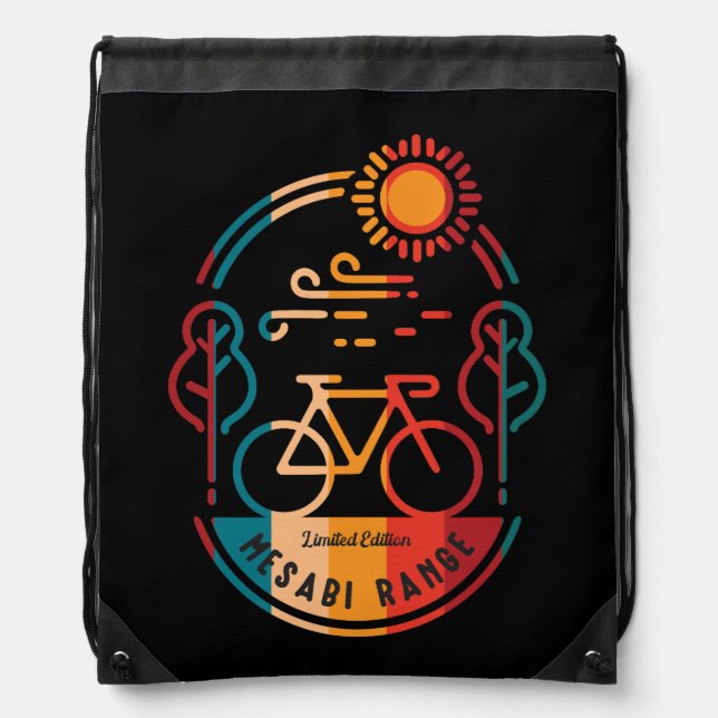 Retro Mesabi Range Bike Trail  Drawstring Bag (Front)