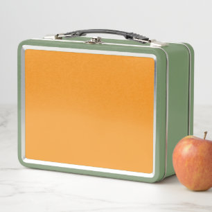 Retro Metal Lunchbox   Minimalist Orange School Ca