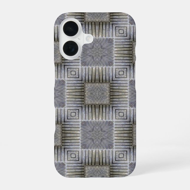 Retro Metallic Silver Decorative Squares Pattern Iphone Case (Back)