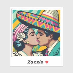 Retro Mexican Kiss Festive Fiesta Sombrero Sticker