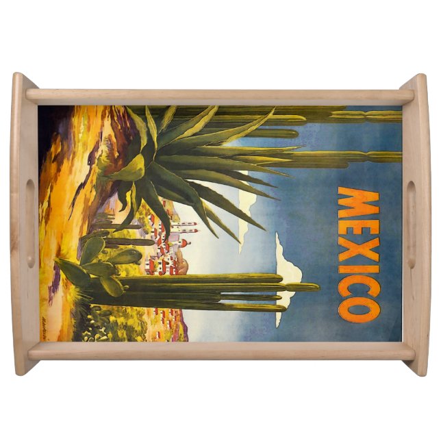 Retro Mexico Tour Poster Serving Tray (Front)