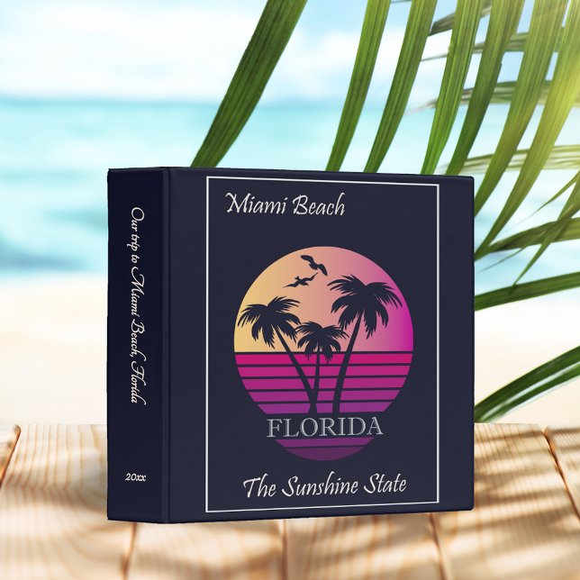 Retro Miami Beach FL Travel Poster Scrapbook 3 Ring Binder (Creator Uploaded)