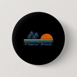 Retro Miami Beach Florida Tees Women Men Cool Vint Button