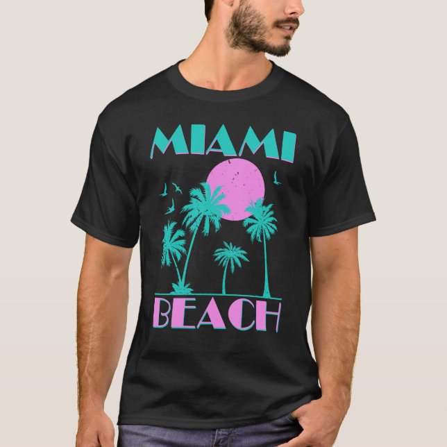 Retro Miami Beach Graphic Summer Holiday T-Shirt (Front)
