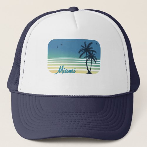 Retro Miami Beach Palm Tree party Sunset Souvenir Trucker Hat