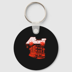 Retro miami coastal nights graphic - vintage art keychain