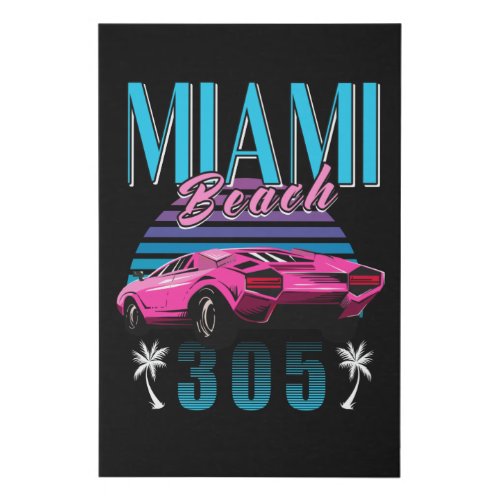 Retro Miami Florida 305 Car Faux Canvas Print