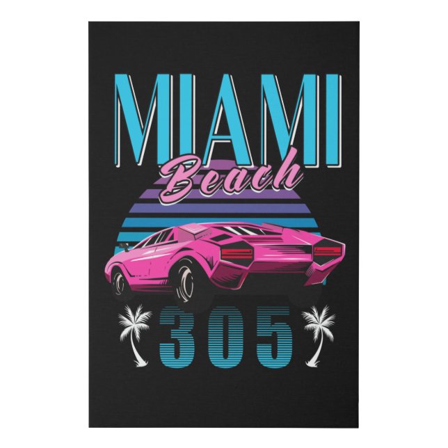 Retro Miami Florida 305 Car Faux Canvas Print (Front)