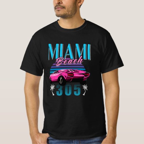 Retro Miami Florida 305 Car T_Shirt
