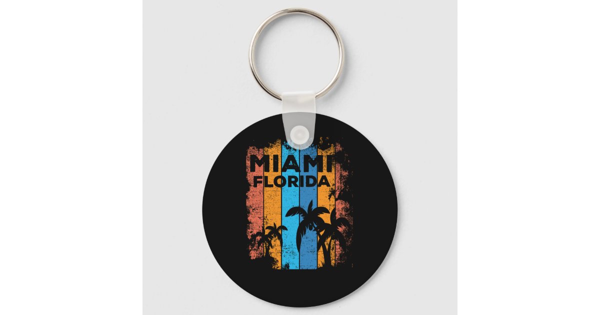 Retro Miami Florida Beach Souvenir Keychain | Zazzle