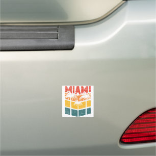 Retro Miami Florida Beach Souvenir Palm Tree 80s Car Magnet
