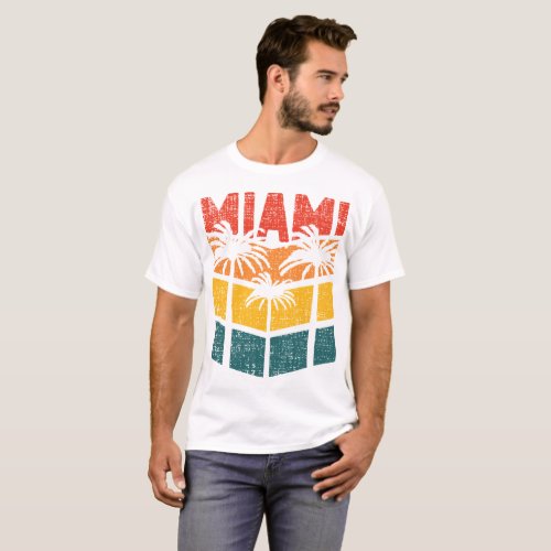 Retro Miami Florida Beach Souvenir Palm Tree 80s T_Shirt