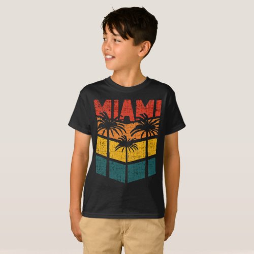 Retro Miami Florida Beach Souvenir Palm Tree 80s T_Shirt