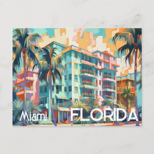 Retro Miami Florida South Beach Postcard 
