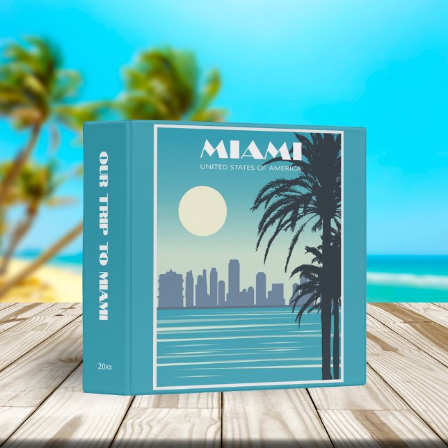 Retro Miami Florida Travel Poster Scrapbook 3 Ring Binder (Creator Uploaded)