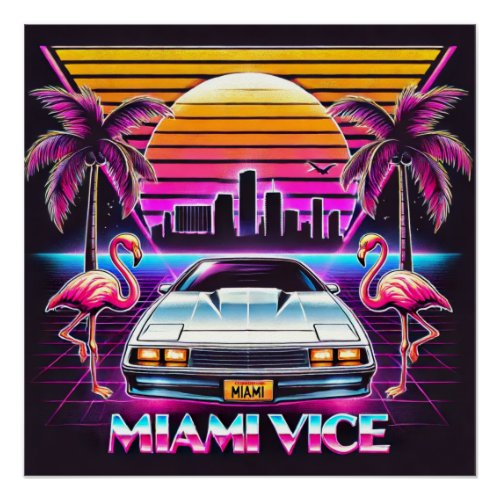 Retro Miami Vice T_Shirt Design Poster
