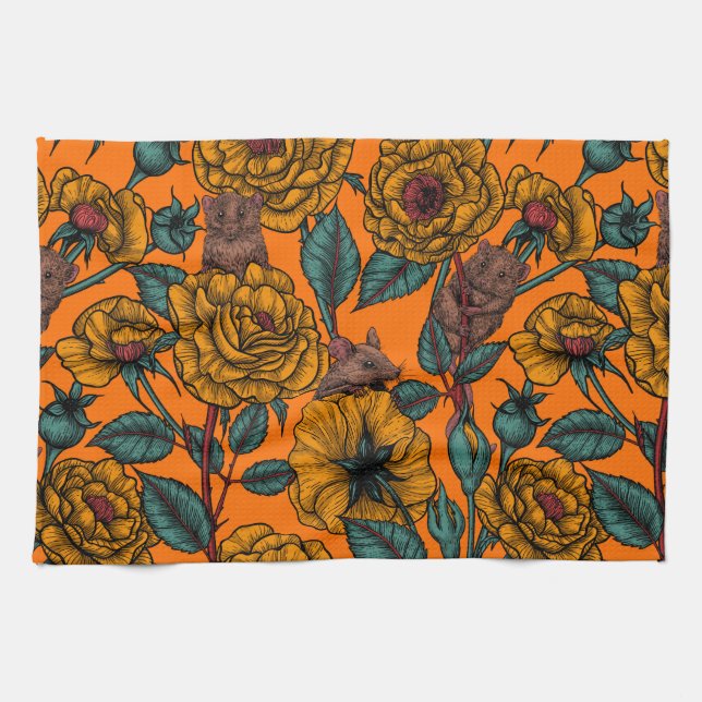 Retro mice party kitchen towel (Horizontal)