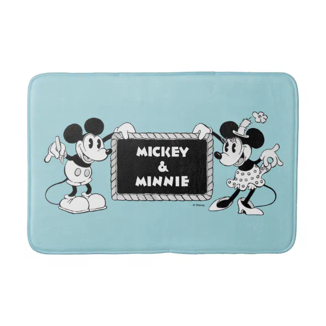 Retro Mickey & Minnie Bath Mat Zazzle