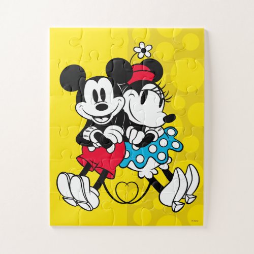 Retro Mickey  Minnie Love Tail Jigsaw Puzzle