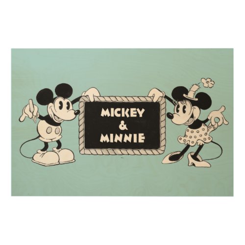 Retro Mickey  Minnie Wood Wall Art