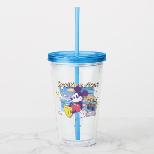 Retro Mickey Positive Vibes Only Acrylic Tumbler (Front)