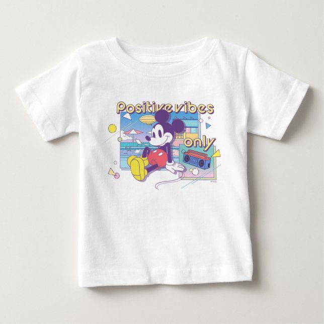 Retro Mickey Positive Vibes Only Baby T-Shirt (Front)