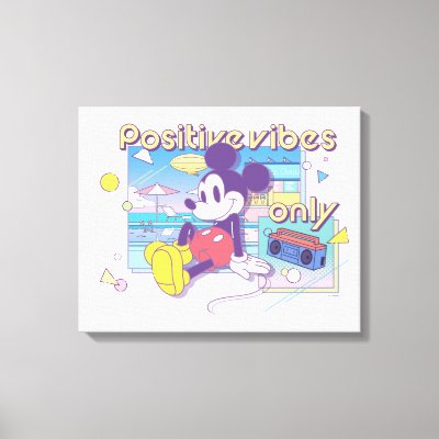 Retro Mickey Positive Vibes Only Canvas Print