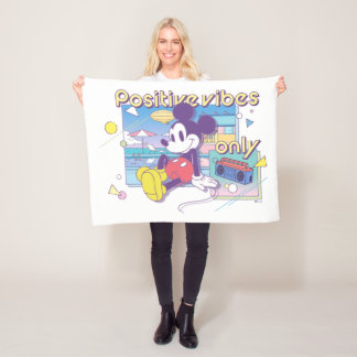Retro Mickey Positive Vibes Only Fleece Blanket