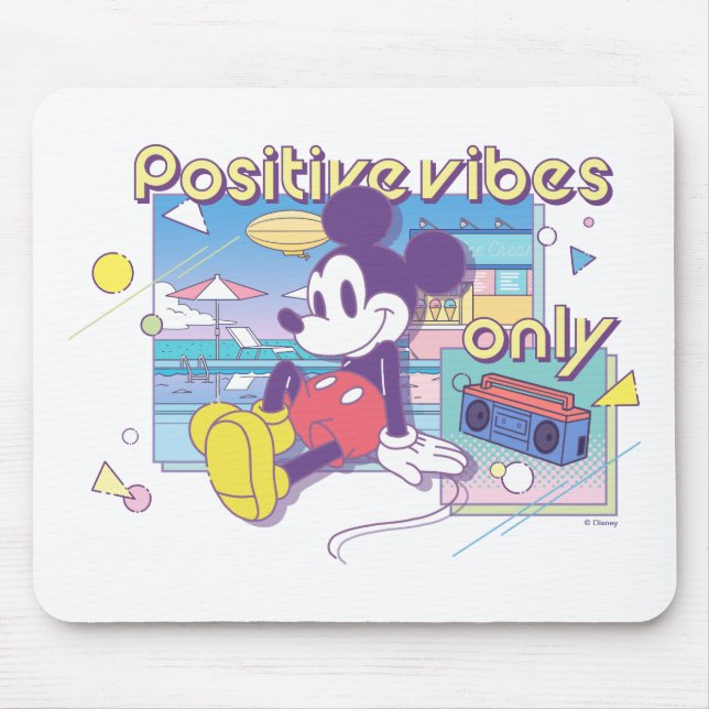 Retro Mickey Positive Vibes Only Mouse Pad (Front)