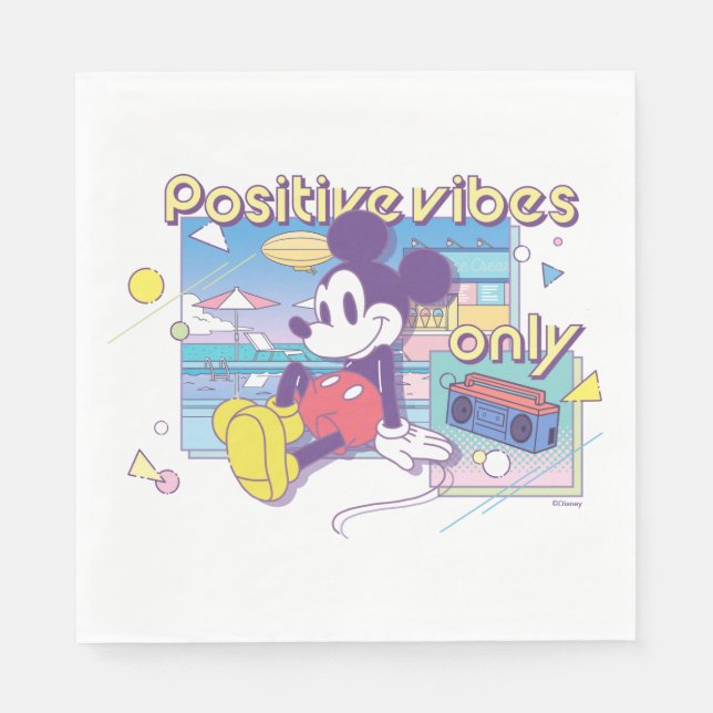 Retro Mickey Positive Vibes Only Napkins (Front)