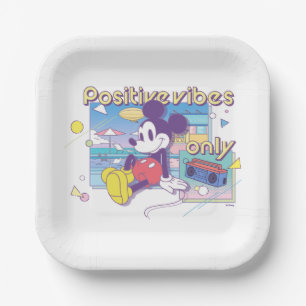 Retro Mickey Positive Vibes Only Paper Plates
