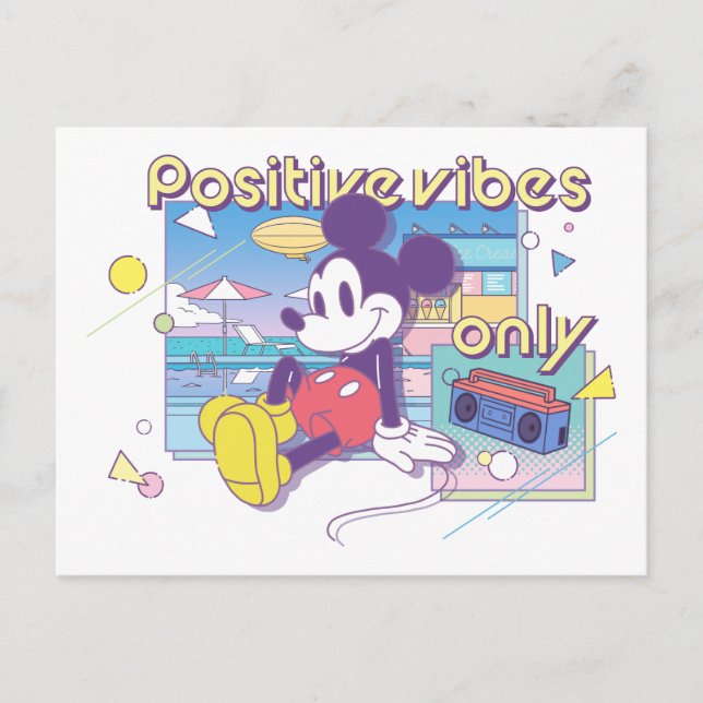 Retro Mickey Positive Vibes Only Postcard (Front)