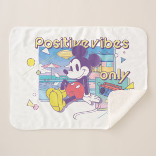 Retro Mickey Positive Vibes Only Sherpa Blanket