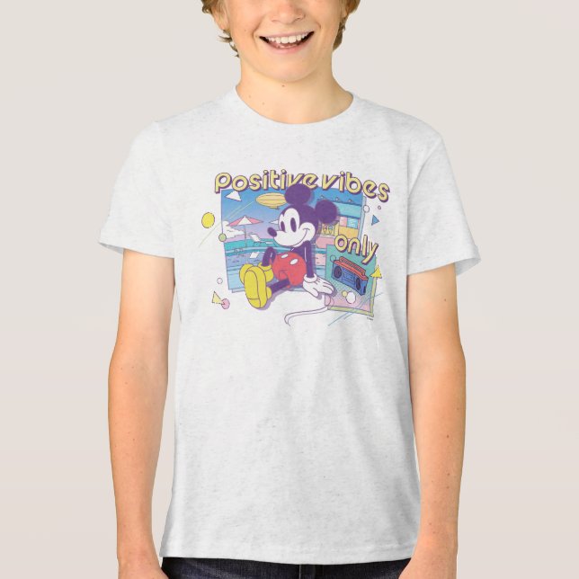 Retro Mickey Positive Vibes Only Tri-Blend Shirt (Front)