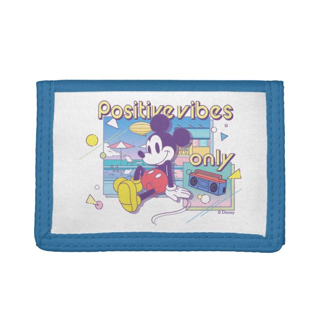 Retro Mickey Positive Vibes Only Trifold Wallet (Front)