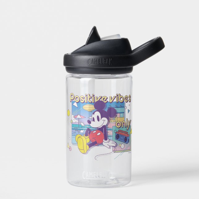 Retro Mickey Positive Vibes Only Water Bottle (Left)