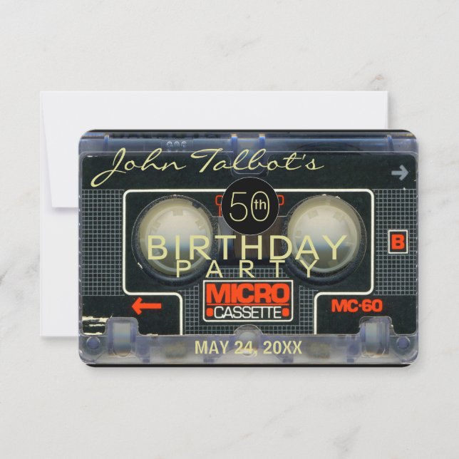 Retro Micro Audiotape 50th Birthday Invitation (Front)