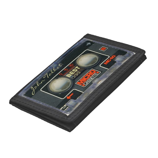 Retro Micro Audiotape Cassette Best Dad name W Trifold Wallet (Bottom)