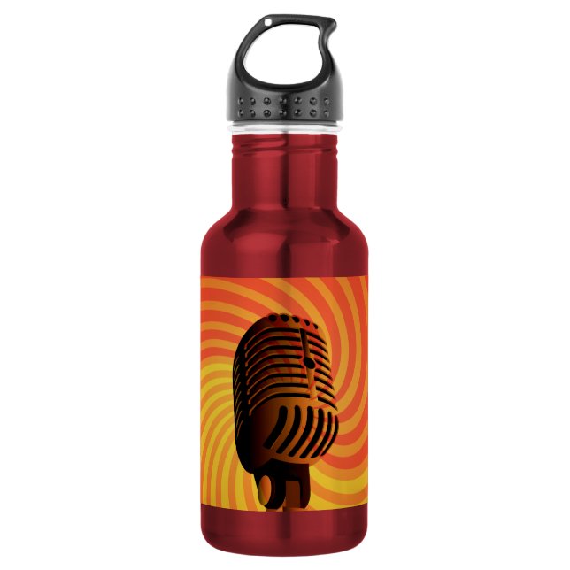 Retro Microphone custom Stainless Steel Water Bottle (Front)