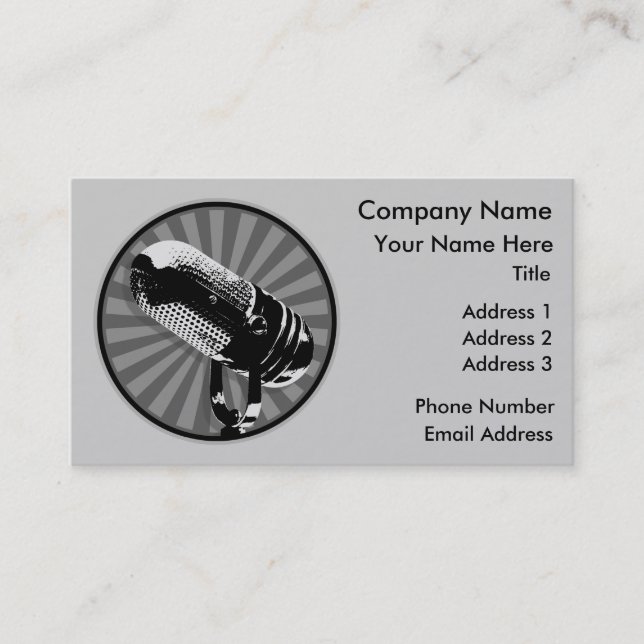Retro Microphone Graphic Business Card (Front)