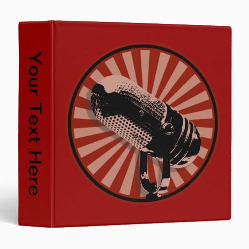 Retro Microphone Graphic in Red 3 Ring Binder