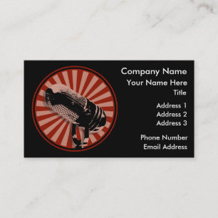 Retro Microphone Graphic in Red Business Card