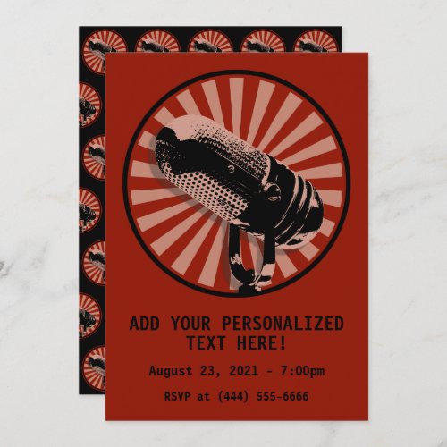 Retro Microphone Graphic in Red Invitation